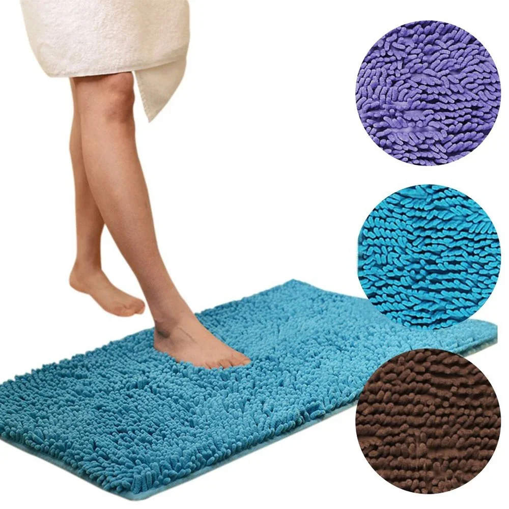 2PCS Microfiber Non Slip Bathroom Shower Rugs Carpet, Blue+Purple